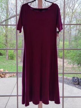 LRL Lauren Ralph Lauren Purple Dress Drenda Large NWT Berry Jam Waffle Casual